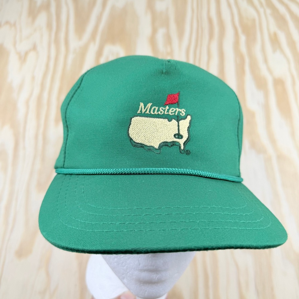 Vintage Masters Golf Tournament Derby Cap Green Rope Hat Leather Strapback USA
